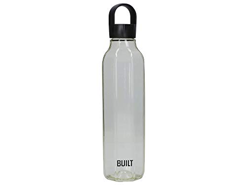 Built Botella de Agua de Viaje con asa de Transporte, Plástico sin BPA, Negro, 710 ml