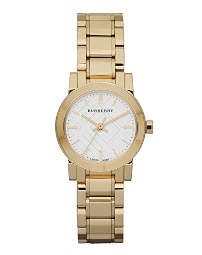 Burberry el Ciudad Swiss Mujeres 26 mm Redondo Oro Reloj Dial de Oro Banda Color Blanco Fecha BU9203