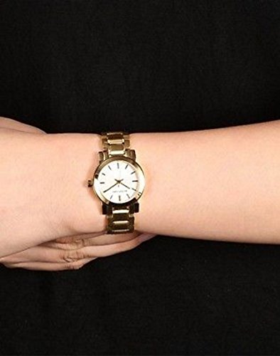 Burberry el Ciudad Swiss Mujeres 26 mm Redondo Oro Reloj Dial de Oro Banda Color Blanco Fecha BU9203