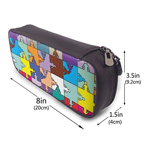 Business hip Team Peopl Estuche portátil para lápices Bolso de cuero lindo Bolso de escritorio Organizador de escritorio con cremallera Porta bolígrafos de gran capacidad