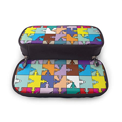 Business hip Team Peopl Estuche portátil para lápices Bolso de cuero lindo Bolso de escritorio Organizador de escritorio con cremallera Porta bolígrafos de gran capacidad