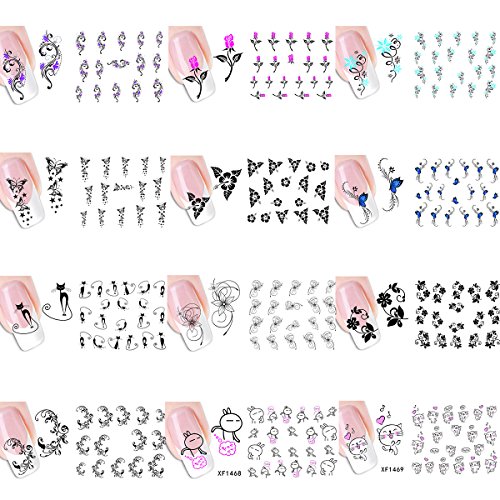 Butterme 12sheet Etiqueta Bonitas de Agua u?as de Tatuaje de Pegatinas de u?as Artificial de Pegatinas de im¨¢Genes de afilar