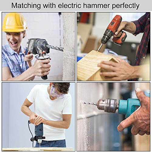 BUZIFU Brocas de Hormigón 6/8/10/12/14 x 160 mm, 7 unids Brocas SDS Plus con Cabeza Maciza de Carburo y 4 Aristas de Corte, Broca Martillo, Taladrado Rápido, para Hormigón, Cemento, Granito o Ladrillo