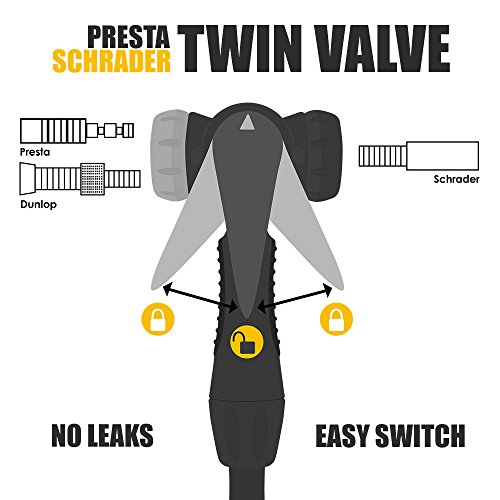 BV Bicicleta Bomba de Aire de Suelo/pie, Piso de Acero, Bomba de Aire pie, Dise?o ergon?mico, 160 PSI, V?lvula Presta y Schrader, Bomba para Bicicleta, Bomba de pie Bicicleta, Bomba de pie. BV-GF31P