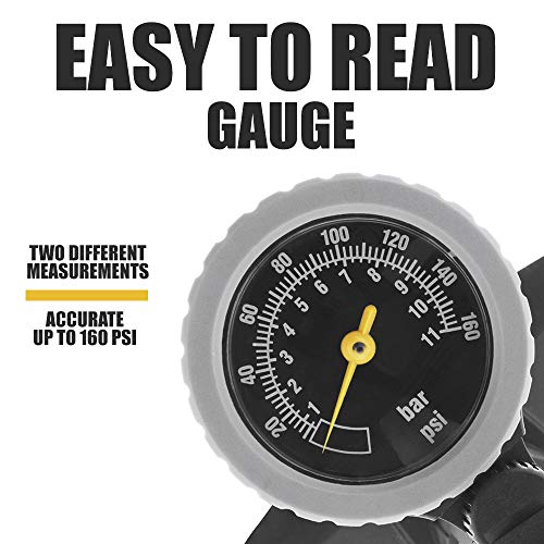 BV Bicicleta Bomba de Aire de Suelo/pie, Piso de Acero, Bomba de Aire pie, Dise?o ergon?mico, 160 PSI, V?lvula Presta y Schrader, Bomba para Bicicleta, Bomba de pie Bicicleta, Bomba de pie. BV-GF31P