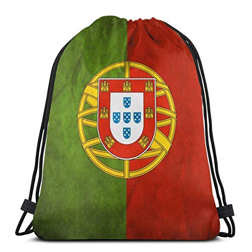BXBX Plegable Portugal Flag Unisex Home Rucksack Shoulder Bag Travel Drawstring Backpack Bag