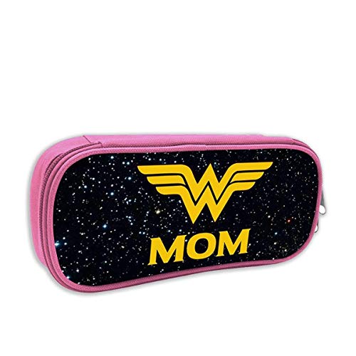 BXBX Wonder Woman Wonder Mom Anime Maquillaje Bolsa Durable Estudiantes Papelería fresca con doble cremallera para niños y niñas