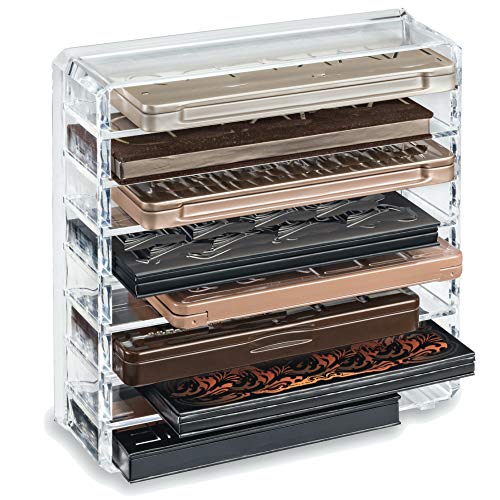 byAlegory Acrylic Palette Makeup Organiser w/Removable Dividers Designed To Stand & Lay Flat | 8 Spaces Fits Standard Medium Size Palettes