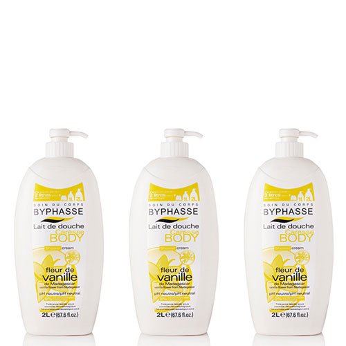 byphasse Caresse de leche de ducha flor de vainilla –  – Juego de 3
