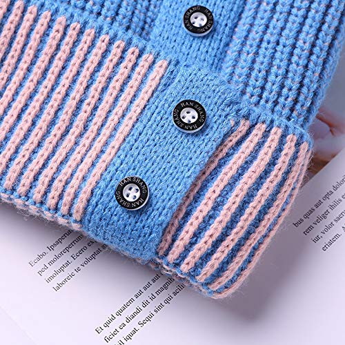 BZAHW La Nueva versión Coreana de la caída y el Invierno Color de los Cordones se encrespa Gorro de Lana Sombrero de la Bola de Pelo, además de Terciopelo Sombrero de Espesor unida Sra