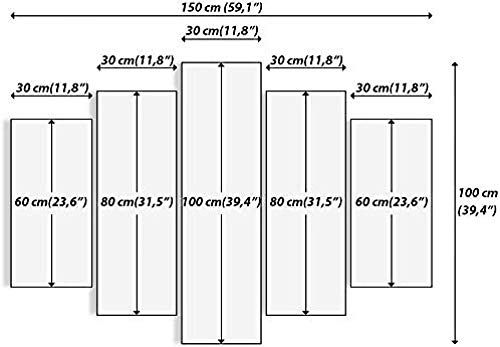 Bzeesovs® 5 Piezas De Arte De Pared 150X100Cm Iglesia, Ciudad Noche Luz Puente Paisaje Cartel 5 Murales Pintura Al Óleo Decoración del Hogar Dormitorio -Pintura Familiar Moderna Impresión De Arte De