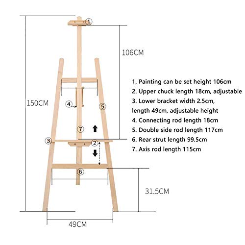 Caballetes de Dibujo Caballete trípode de Caballete Málaga Pintura del Soporte de exhibición de Madera de Pino Altura de Boda Diferente de Tierra Patas Ajustables desiguales Profesion