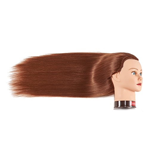 Cabeza de maniquí de pelo sintético de fibra sintética para entrenamiento de peluquería, modelo de entrenamiento con abrazadera (6RB1813W63020)
