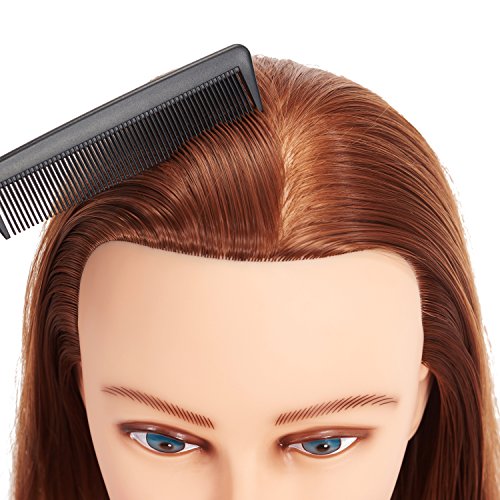 Cabeza de maniquí de pelo sintético de fibra sintética para entrenamiento de peluquería, modelo de entrenamiento con abrazadera (6RB1813W63020)