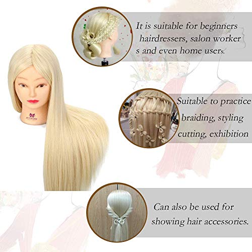 Cabeza de maniquí Neverland 66cm cabeza peluqueria 100% pelo de fibra sintética muñeca con pelo largo con soporte de mesa + cepillo para el pelo