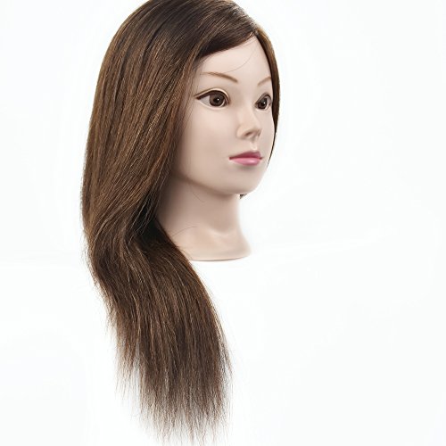 Cabeza de maniquí para formación de peluquería y cosmética, busto con cabello humano 100 %, 45,7 cm, con abrazadera de fijación