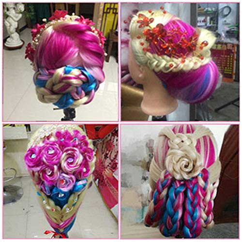 Cabeza Peluqueria, TopDirect 29.5"/75cm Cabello Colorido Cabeza Maniquí Peluqueria Practicas Formación Muñeca de la Cosmetología con Soporte + Accesorios de Peinado Kit Set