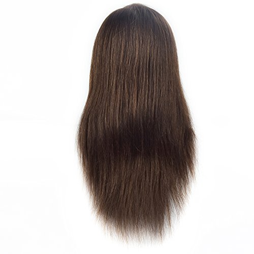 Cabezal de maniquí XT, 18 pulgadas de largo con 100% cabello humano para entrenamiento de peluquería cabeza maniquí cosmetología, cabeza de muñeca con abrazadera de mesa gratis