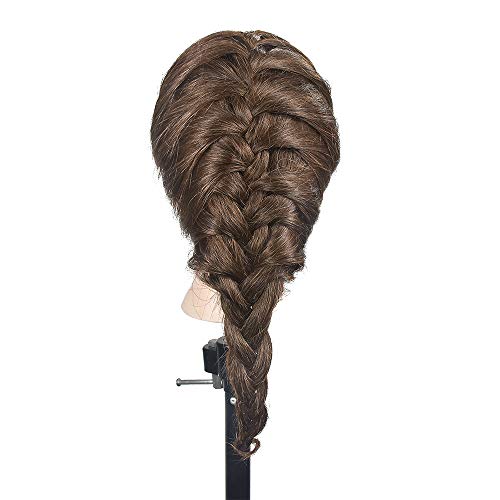 Cabezal de maniquí XT, 18 pulgadas de largo con 100% cabello humano para entrenamiento de peluquería cabeza maniquí cosmetología, cabeza de muñeca con abrazadera de mesa gratis