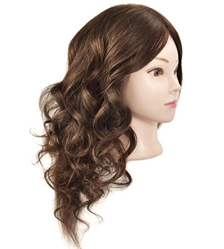 Cabezal de maniquí XT, 18 pulgadas de largo con 100% cabello humano para entrenamiento de peluquería cabeza maniquí cosmetología, cabeza de muñeca con abrazadera de mesa gratis