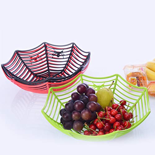 Cabilock 3 Piezas Cesta de Tela de Araña Cuencos de Frutas Soporte para Frutas Almacenamiento de Bocadillos Plato de Dulces para Fiestas de Halloween (Colores Surtidos)