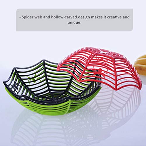Cabilock 3 Piezas Cesta de Tela de Araña Cuencos de Frutas Soporte para Frutas Almacenamiento de Bocadillos Plato de Dulces para Fiestas de Halloween (Colores Surtidos)