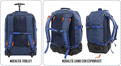 CABIN GO 5530 Trolley Mochila Ligera para Equipaje de Cabina / Cabina con Ruedas y Tirantes retráctiles, Maleta Bolsa de Cabina 55x40x20 cm 44 litros. Vuelo IATA / EasyJet / Ryanair Aprobado