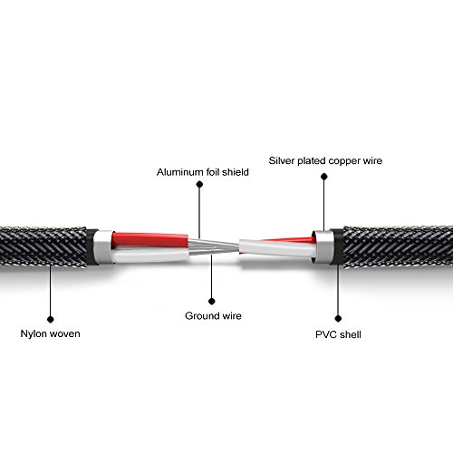 Cable Audio RCA,Victeck Nylon Trenzado 3,5mm Jack Macho a 2 RCA Macho Conectores Estéreo Cable (3 Metros)