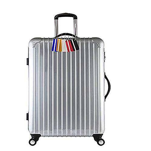 CAILI Etiquetas para Equipaje, 8pcs Identificador de Maletas de Etiqueta de Aluminio Plano Patrón Equipaje Bolso ID Tag Portatarjetas con Llavero- Etiquetas Fuertes de Aluminio con Cables de Bloqueo