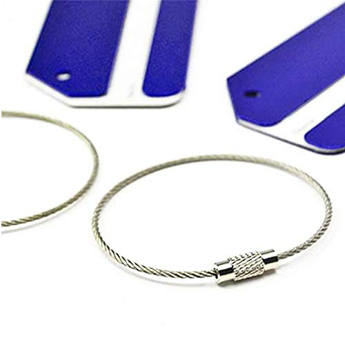 CAILI Etiquetas para Equipaje, 8pcs Identificador de Maletas de Etiqueta de Aluminio Plano Patrón Equipaje Bolso ID Tag Portatarjetas con Llavero- Etiquetas Fuertes de Aluminio con Cables de Bloqueo