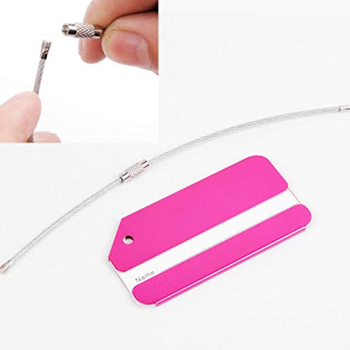 CAILI Etiquetas para Equipaje, 8pcs Identificador de Maletas de Etiqueta de Aluminio Plano Patrón Equipaje Bolso ID Tag Portatarjetas con Llavero- Etiquetas Fuertes de Aluminio con Cables de Bloqueo