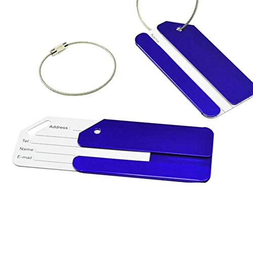 CAILI Etiquetas para Equipaje, 8pcs Identificador de Maletas de Etiqueta de Aluminio Plano Patrón Equipaje Bolso ID Tag Portatarjetas con Llavero- Etiquetas Fuertes de Aluminio con Cables de Bloqueo