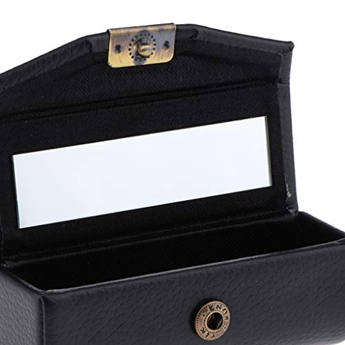 Caja de Almacenamiento Estuche de Lápiz Labial Envase con Espejo - Negro