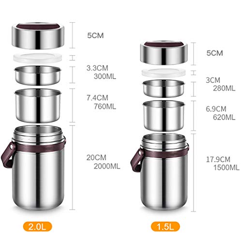 Caja de Almuerzo de Acero Inoxidable vacío Larga Caja de Almuerzo Aislado Barril de Gran Capacidad 2/3 Capa de Estudiantes Adultos Multi-Capa portátil 1.5L Enviar Bolso de Aislamiento