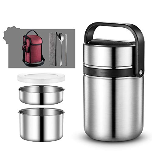Caja de Almuerzo de Acero Inoxidable vacío Larga Caja de Almuerzo Aislado Barril de Gran Capacidad 2/3 Capa de Estudiantes Adultos Multi-Capa portátil 1.5L Enviar Bolso de Aislamiento
