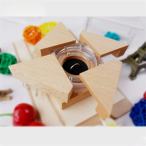 Caja de anillo grabada - Caja de anillo de madera de nogal delgada portátil, Caja de anillo de boda Organizador de joyería con tapa de madera de nogal cuadrada Cajas decorativas hechas a mano delgadas