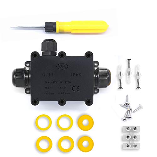 Cajas de Empalmes,IP68 Caja de Conexiones Impermeable Eléctricas para 4 mm-14 mm Diámetro del Cable,Conector Exterior Cable (1 Pack)