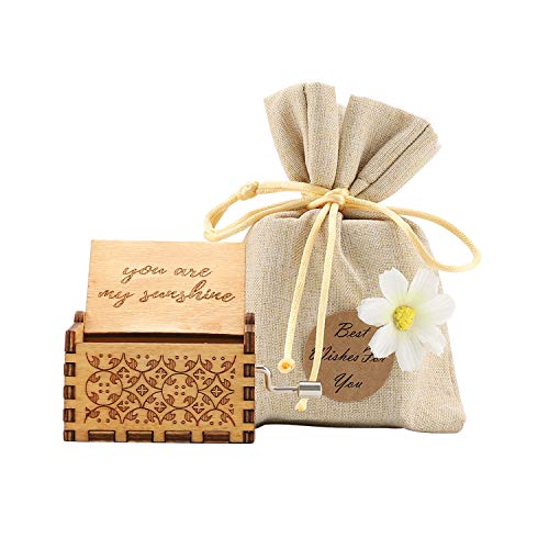 Cajas de Música de Madera Manivela, You Are my Sunshine Musical Box Grabada Vintage Regalos para Niñas Papá Hija Cumpleaños Año Nuevo Navidad Día del Niño Día de San Valentín