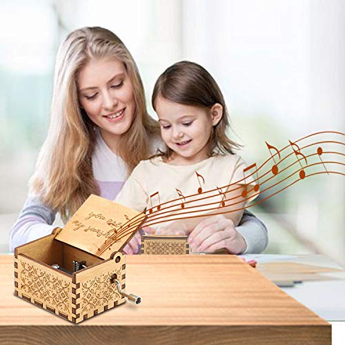 Cajas de Música de Madera Manivela, You Are my Sunshine Musical Box Grabada Vintage Regalos para Niñas Papá Hija Cumpleaños Año Nuevo Navidad Día del Niño Día de San Valentín