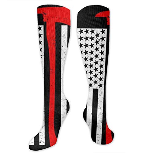 Calcetines Deportivos,Calcetines De Tubo Medio,Ocasionales Calcetines,Bombero Axe Bandera Americana Control De Humedad Calcetines Altos Y Largos Calcetines De Entrenamiento Transpirables Duraderos