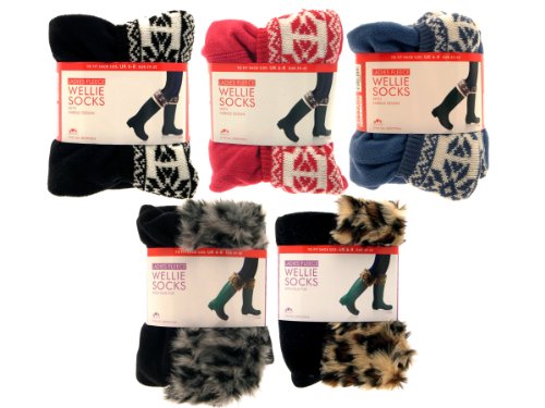 Calcetines largos de mujer para catiuscas, Mujer Niñas, color blue fairisle, tamaño 36-38