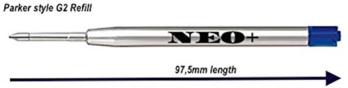 Calidad para bolígrafo de metal Bolígrafo de gel, baratas pero duraderas, 5 unidades, punta media. Encaja Parker bolígrafo demasiado. G2 estilo recambio, fabricado en Alemania (5 x TINTA DE GEL AZUL)