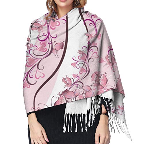 Cálido Bufandas de Invierno Decoraciones de boda, Flores Corazones Mariposas en vestido de novia Vestido de novia, Rosa claro Pashmina Chales mujer Bufandas
