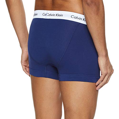Calvin Klein Hombre - Pack de 3 bóxers de tiro medio - Cotton Stretch, Multicolor (I03 White/Red Ginger/Pyro Blue), XL, (Pack de 3)