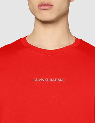 Calvin Klein Instit Chest Logo Reg tee Camiseta, Rojo (Fiery Red Xa7), Medium para Hombre