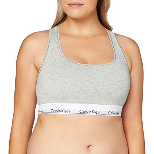 Calvin Klein Unlined Sujetador Estilo Bralette, Gris (Grey Heather 020), K (Talla del Fabricante: 1XL) para Mujer