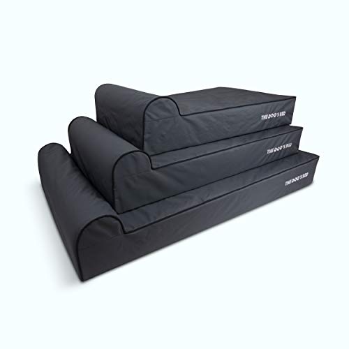 Cama ortopédica para perro The Dog's Bed XXL gris con ribete negro, cama de espuma viscoelástica premium impermeable para perro