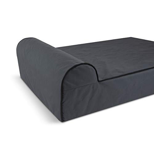 Cama ortopédica para perro The Dog's Bed XXL gris con ribete negro, cama de espuma viscoelástica premium impermeable para perro