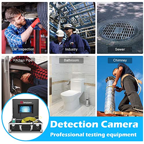 Camara Inspeccion Tuberías 20M, Cámara de Alcantarillado con Función DVR Endoscopio Industrial de Tuberías Cámara de Boroscopio de Drenaje Equipado con Monitor LCD de 7" 1000TVL CCD Tarjeta SD de 8GB