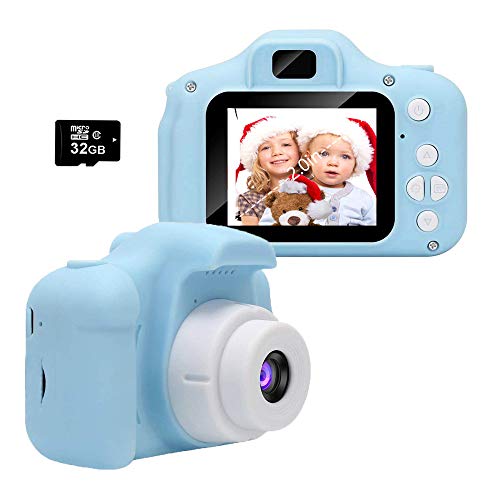 Cámara para Niños, Infantil Cámara de Fotos Digital con 32GB Tarjeta de Memoria, Videocámaras Juguetes, Fotos de 8 Megapíxeles, Pantalla de 2.0 Pulgadas, Niños y Niñas Cumpleaños Regalo (Azul)